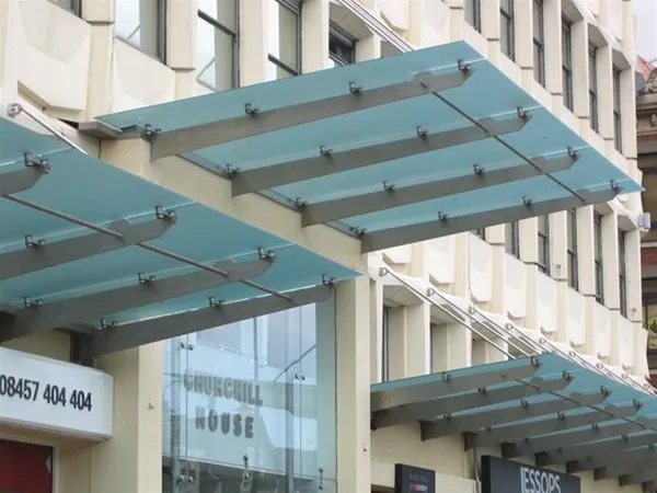 Suspended Satin Glass Canopy Bank Cardiff