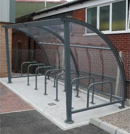 Curved Polycarbonate Cycle Store to Office Crewe
